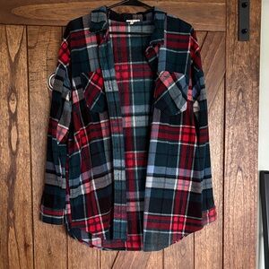 Plaid Fleece Shacket in Red/Green/Blue